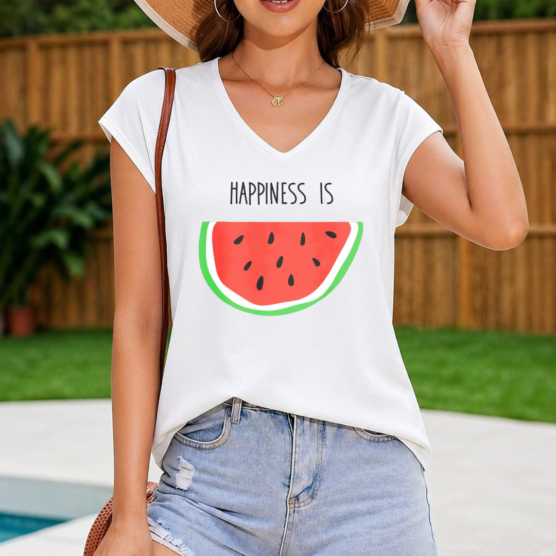 Happiness Is Women's Color Cotton Tank Top in White