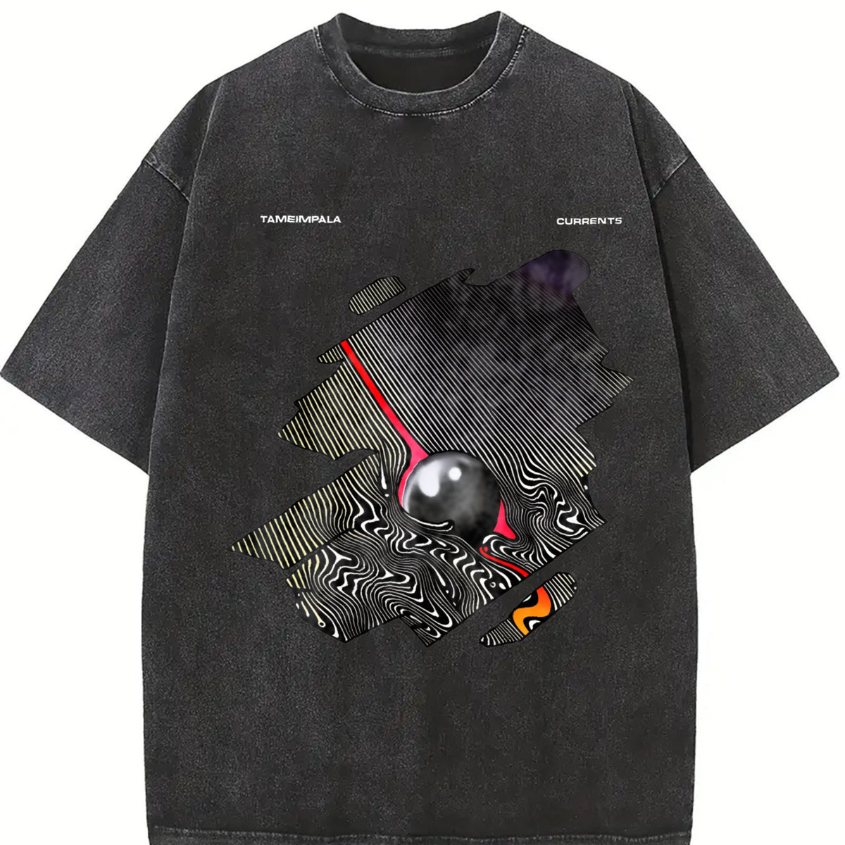 Psychedelic Visual Effects Sphere Vintage Washed T-Shirt in Black