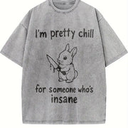 Retro Sarcastic Rabbit 90s Vintage Washed T-Shirt in Gray