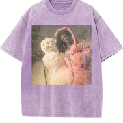 Glam Doll with a Snowman Vintage Washed T-Shirt in Purple