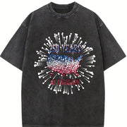 250 Years of Freedom Fireworks USA Vintage Washed T-Shirt in Black