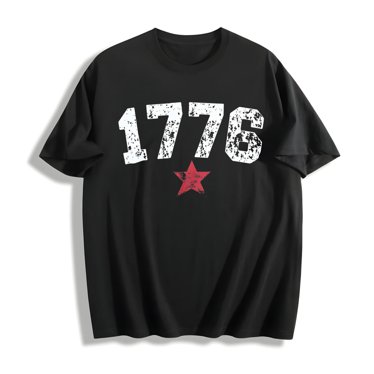 1776 USA Cotton T-Shirt in Black