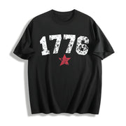1776 USA Cotton T-Shirt in Black