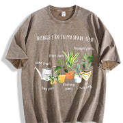 For Plant Parent Humor Vintage Washed T-Shirt in Brown