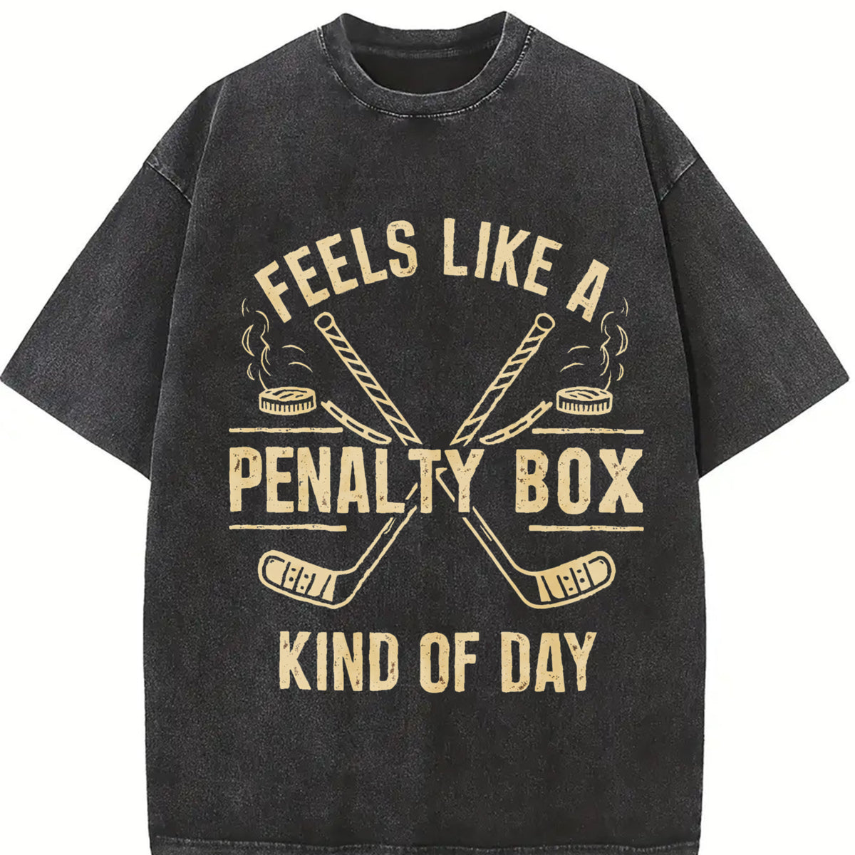 Feels Like a Penalty Box Kind of Day Vintage Washed T-Shirt in Black