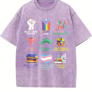 Big Fan of Human Rights Vintage Washed T-Shirt in Purple