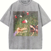 Passed Out Party Doll Vintage Washed T-Shirt in Gray