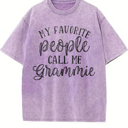 My Favorite People Call Me Grammie Vintage Washed T-Shirt in Purple