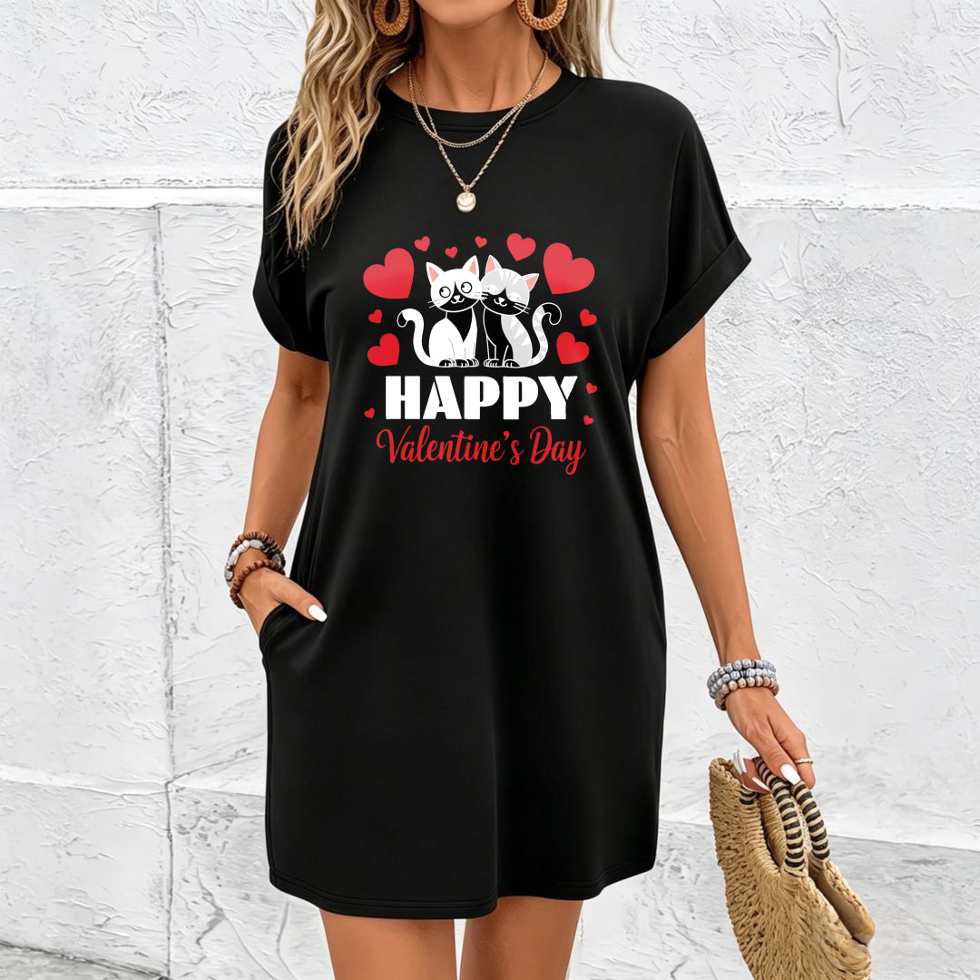 Exquisite Heart New Dress Cotton T-Shirt in Black