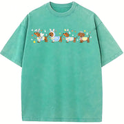 Easter Dog Dachshund Happy Easter Retro Spring Dog Cute vintage washed oversized T-shirt in Blue