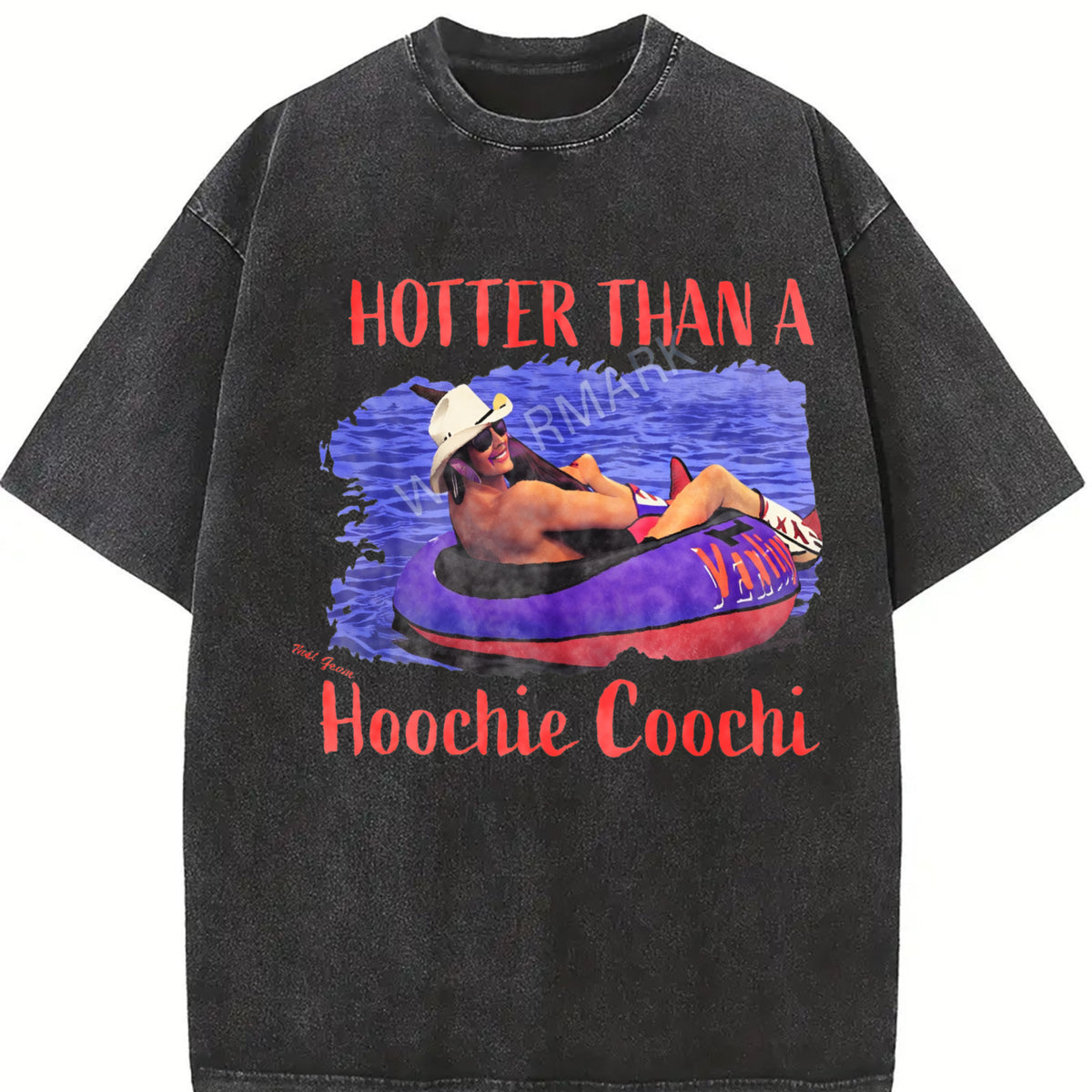 Country Music Hot Tropical & Americana Humor Vintage Washed T-Shirt in Black