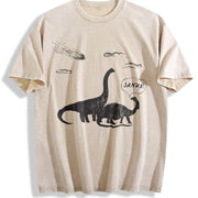 Santa Dinosaurs Xmas Dino Meteor Extinction Joke for Guys Vintage Washed T-Shirt in Beige