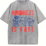 Kindness Is Free Sprinkled Doughnut Empathy Vintage Washed T-Shirt in Gray
