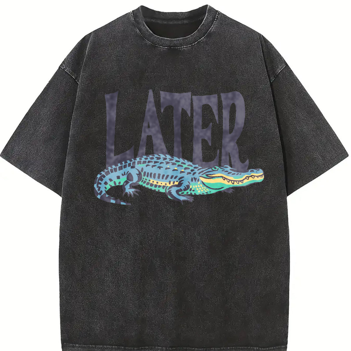Later Gator 90s Retro Style 4th Of July Alligator vintage washed oversized T-shirt in Black