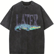 Later Gator 90s Retro Style 4th Of July Alligator vintage washed oversized T-shirt in Black