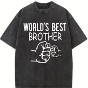 World's Best Brother Vintage Washed T-Shirt in Black