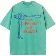 Spaghetti Food Vintage Washed T-Shirt in Blue