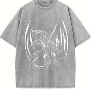 Y2k Blue Eye Cybersigilism Vintage Washed T-Shirt in Gray