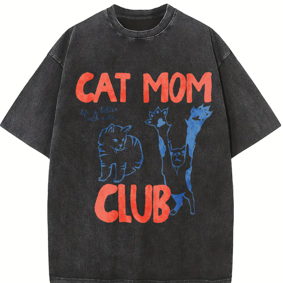 Cat Mom Cat Mama For Cat Mom vintage washed oversized T-shirt in Black