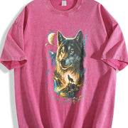 90s Howling Wolf Wilderness vintage washed oversized T-shirt in Red