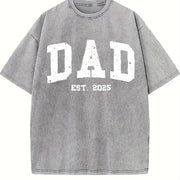 Custom Dad Cute Fathers Day Vintage Washed T-Shirt in Gray