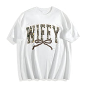 Hunting Wifey Varsity Wifey Camo Cotton T-Shirt in White