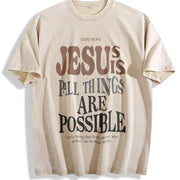 Jesus All Things Are Possible Vintage Washed T-Shirt in Beige
