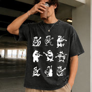 Animals Playing Music Vintage Washed T-Shirt in Black