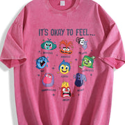 Insidee Out It's Okay to Feel All the Feels Vintage Washed T-Shirt in Red