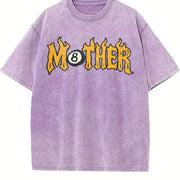 Mother 8 Ball Mother Lucky Mama Flames Rad Mom Birthday vintage washed oversized T-shirt in Purple
