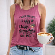 Crazy Grandma Killing It Women's Color Cotton Tank Top in Red