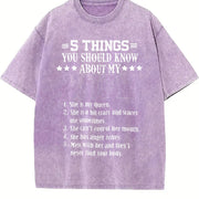 For Husband 5 Things You Should Know About My Wife Vintage Washed T-Shirt in Purple