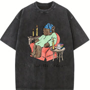 It's Past My Bedtime Sleepy Bear Vintage Washed T-Shirt in Black