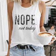 Nope Not Today Women's Color Cotton Tank Top in White