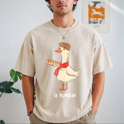 Le Honque Goose Silly Goose Vintage Washed T-Shirt in Beige