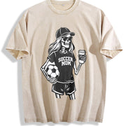 Soccer Mom Skeleton Vintage Washed T-Shirt in Beige