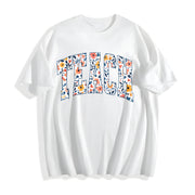 Floral Teach Teacher Cotton T-Shirt in White