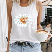 Daisy Women's Color Cotton Tank Top in White