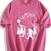 Bigfoot Alien Loch Ness Vintage Washed T-Shirt in Red