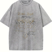 Y2K Retro Dark Gothic Vintage Washed T-Shirt in Gray