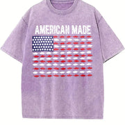 American Made Fishing Flag Vintage Washed T-Shirt in Purple
