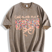 Relaxed Short-sleeved Round-neck Vintage Washed T-Shirt in Brown
