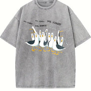 Custom Seagull Teacher Vintage Washed T-Shirt in Gray