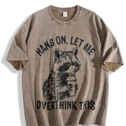 European and American Animal Vintage Washed T-Shirt in Brown