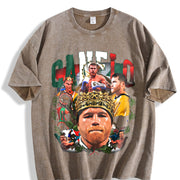 Alvarez Saul Mexico King Goat Boxing Style vintage washed oversized T-shirt in Brown