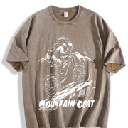 Mountain Goat Retro 90s Vintage Washed T-Shirt in Brown
