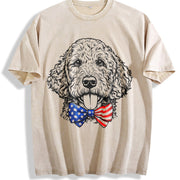 Patriotic Puppy Love Vintage Washed T-Shirt in Beige