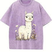 Camel Fashionable Vintage Washed T-Shirt in Purple