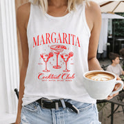 Margarita Cocktail Club Women's Color Cotton Tank Top in White