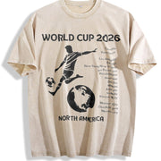 World Cup 2026 North America Host Cities Silhouette Vintage Washed T-Shirt in Beige
